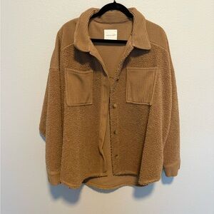American Eagle Tan Shacket – Oversized Button Up Jacket